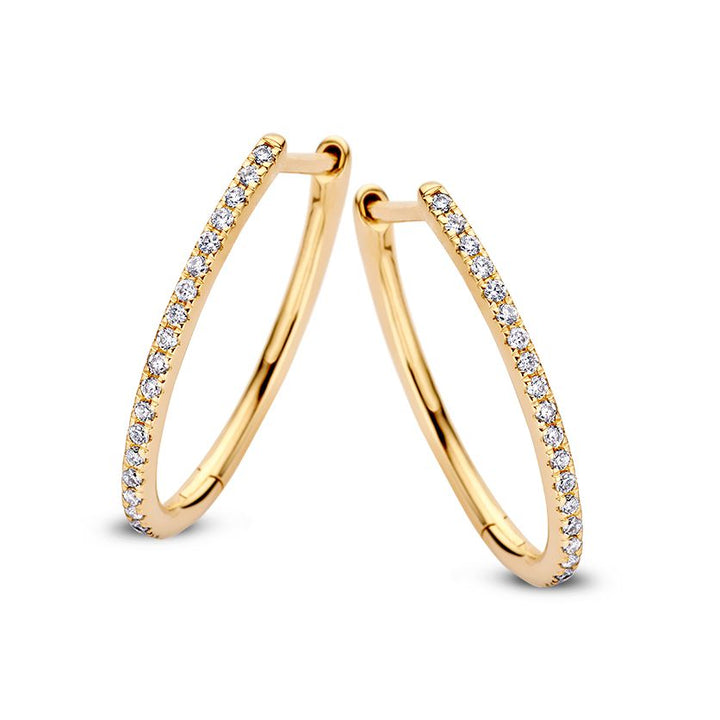 Prachtige Geelgouden Ovale Oorringen met Fijne Diamanten – Subtiele Elegantie 0,18 crt.