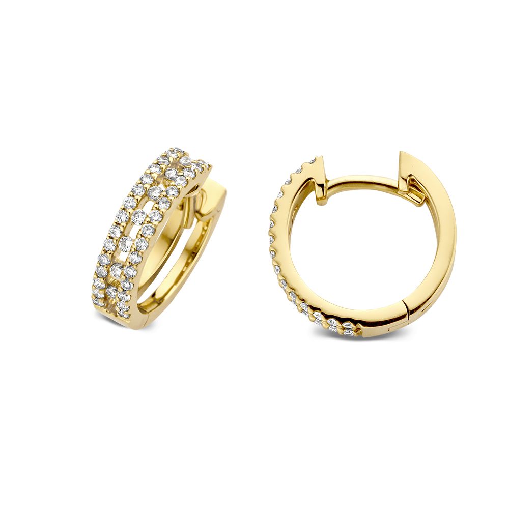 Aros de oro amarillo con diamante: lujo sutil para cada ocasión 0,28 crt.