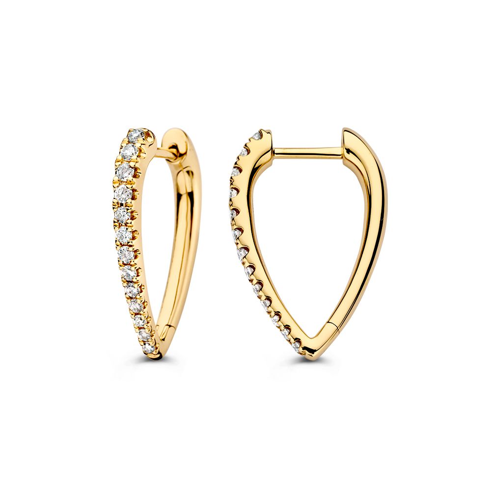 Aros de oro amarillo en modelo asimétrico con diamante: una elegante declaración 0,36 crt.