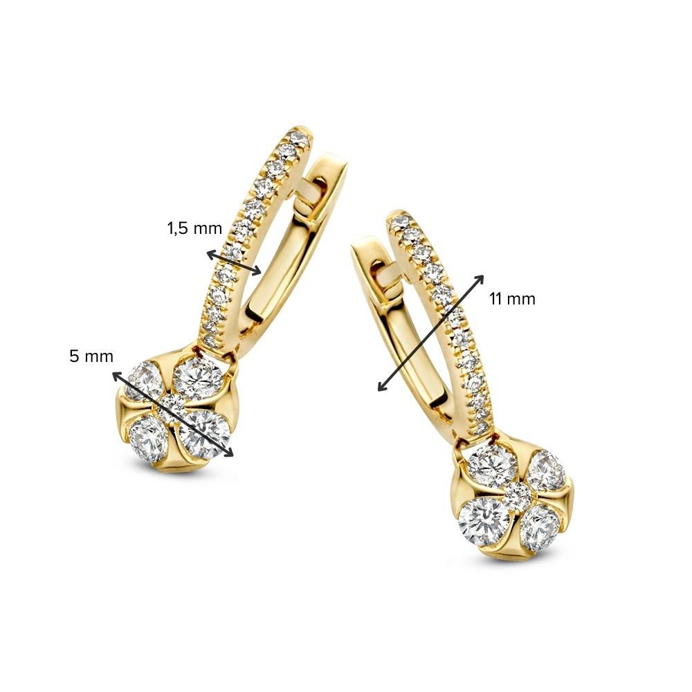 Elegantes Aros de Oro Amarillo con Colgantes de Diamantes 0,42 crt.