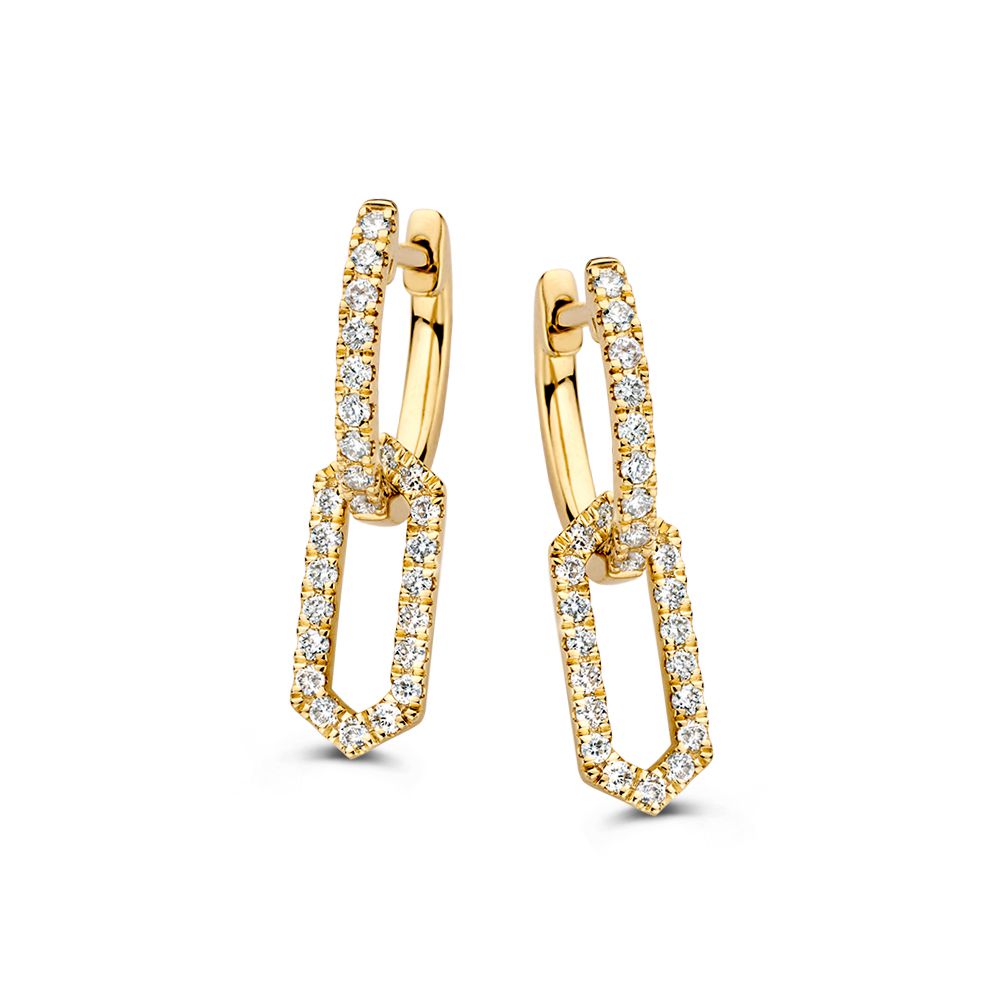 Aros de oro amarillo con colgantes de diamantes intercambiables de 0,42 crt.