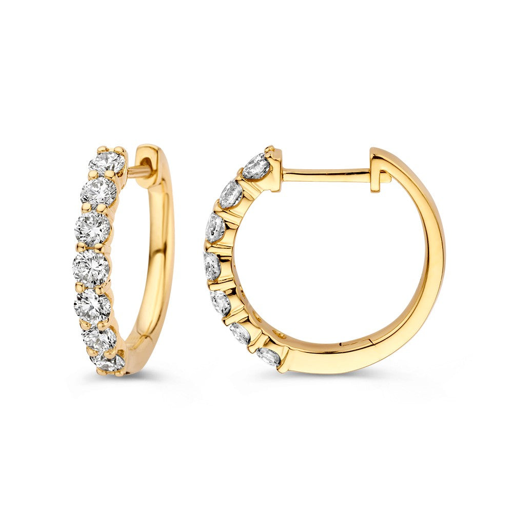 Espléndidos Aros de Oro Amarillo con Diamantes en Engaste Chatón 1.00 crt.