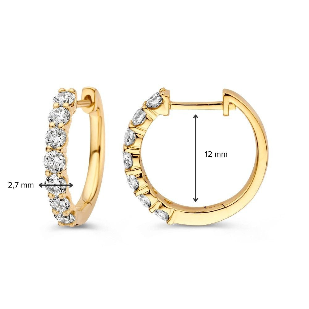 Espléndidos Aros de Oro Amarillo con Diamantes en Engaste Chatón 1.00 crt.