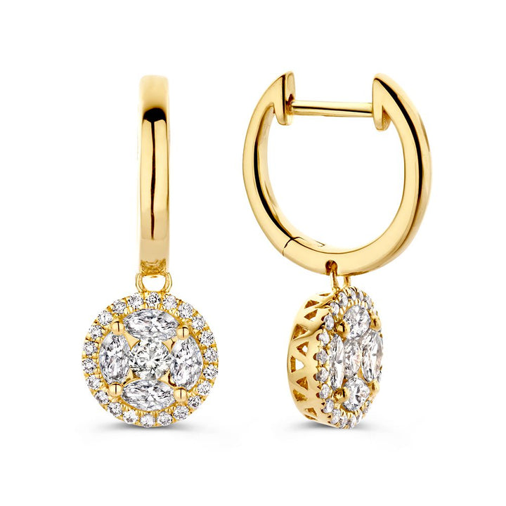 Elegante Geelgouden Oorringen met Briljanten 1,06 crt.