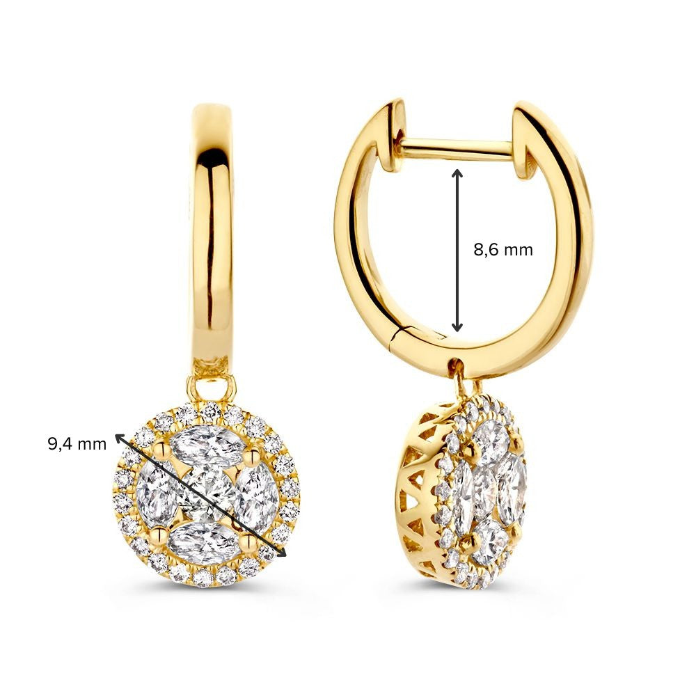 Aros Elegantes de Oro Amarillo con Diamantes 1,06 crt.