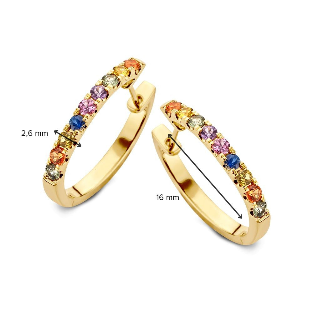 Aros de oro amarillo con zafiro arcoíris