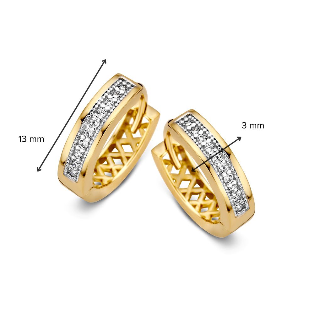 Elegantes Aros de Oro Amarillo con Zircón en Ajuste Estricto – Belleza Atemporal