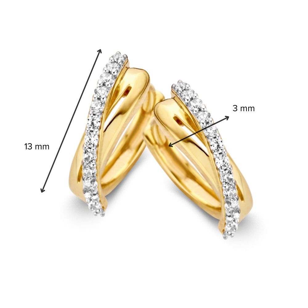 Aros de oro amarillo elegantes con circonitas