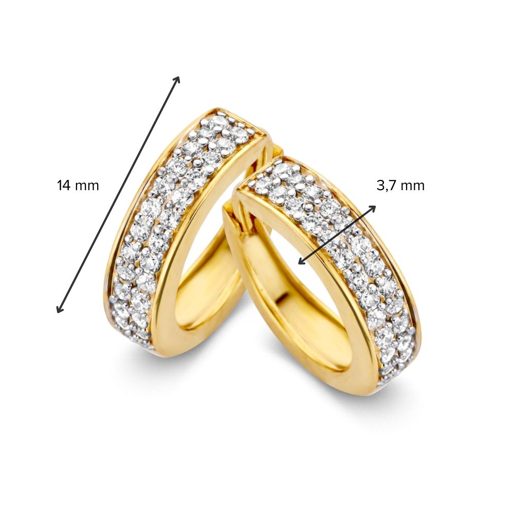Aros de oro amarillo con circonitas en pavé - 14 quilates de oro - Envío gratis