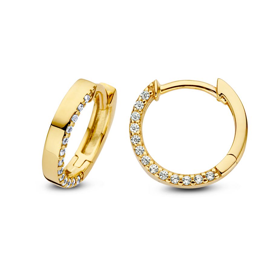 Aros de oro amarillo brillantes con circonitas – Un efecto impactante para cualquier ocasión