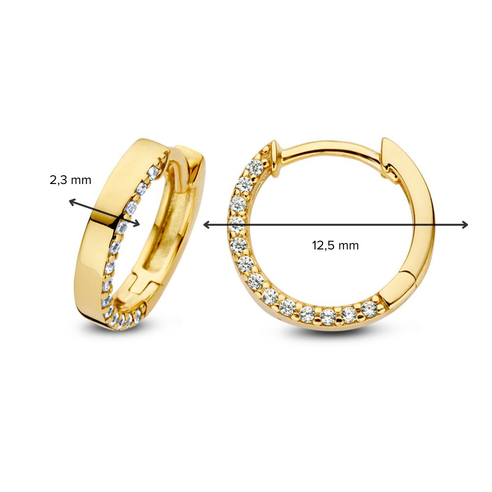Aros de oro amarillo brillantes con circonitas – Un efecto impactante para cualquier ocasión