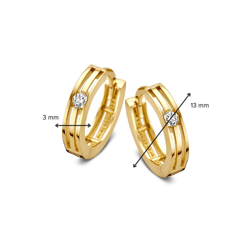 Elegantes Aros de Oro Amarillo con Zirconias – Refinamiento Atemporal