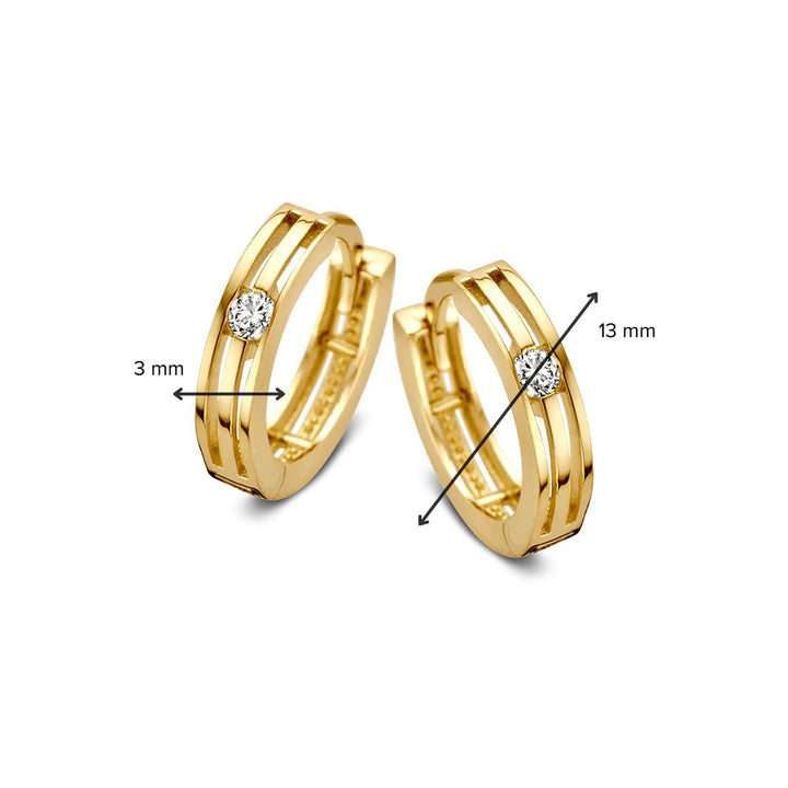 Elegante Geelgouden Oorringen met Zirkonia's – Tijdloze Verfijning