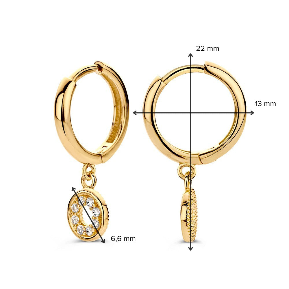 Aros de oro amarillo refinados con charms de circonita