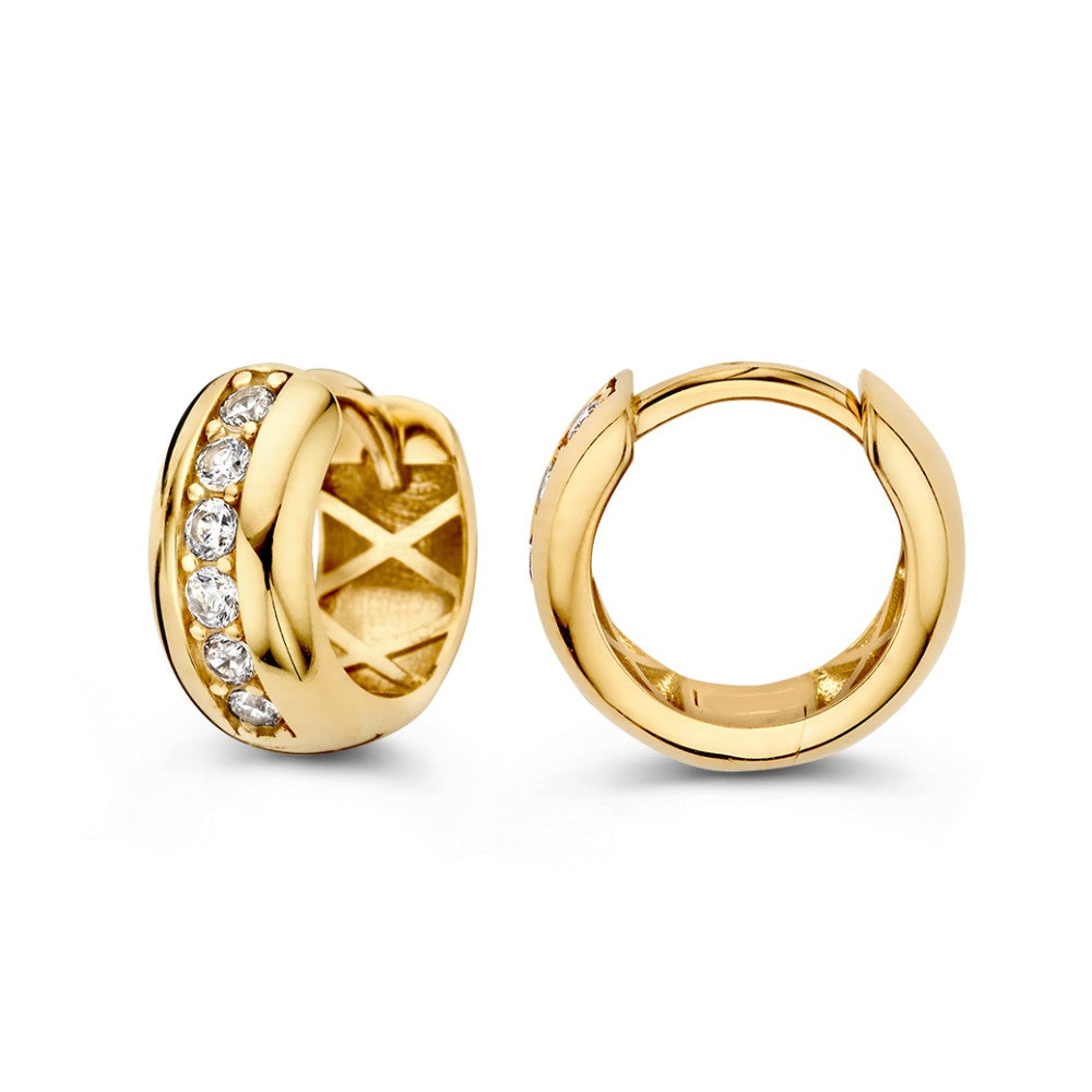 Aros de oro amarillo con brillantes circonitas