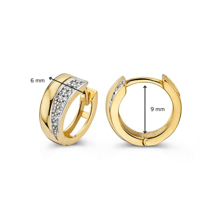 Elegante Geelgouden Oorringen met Zirkonia's in Pavézetting