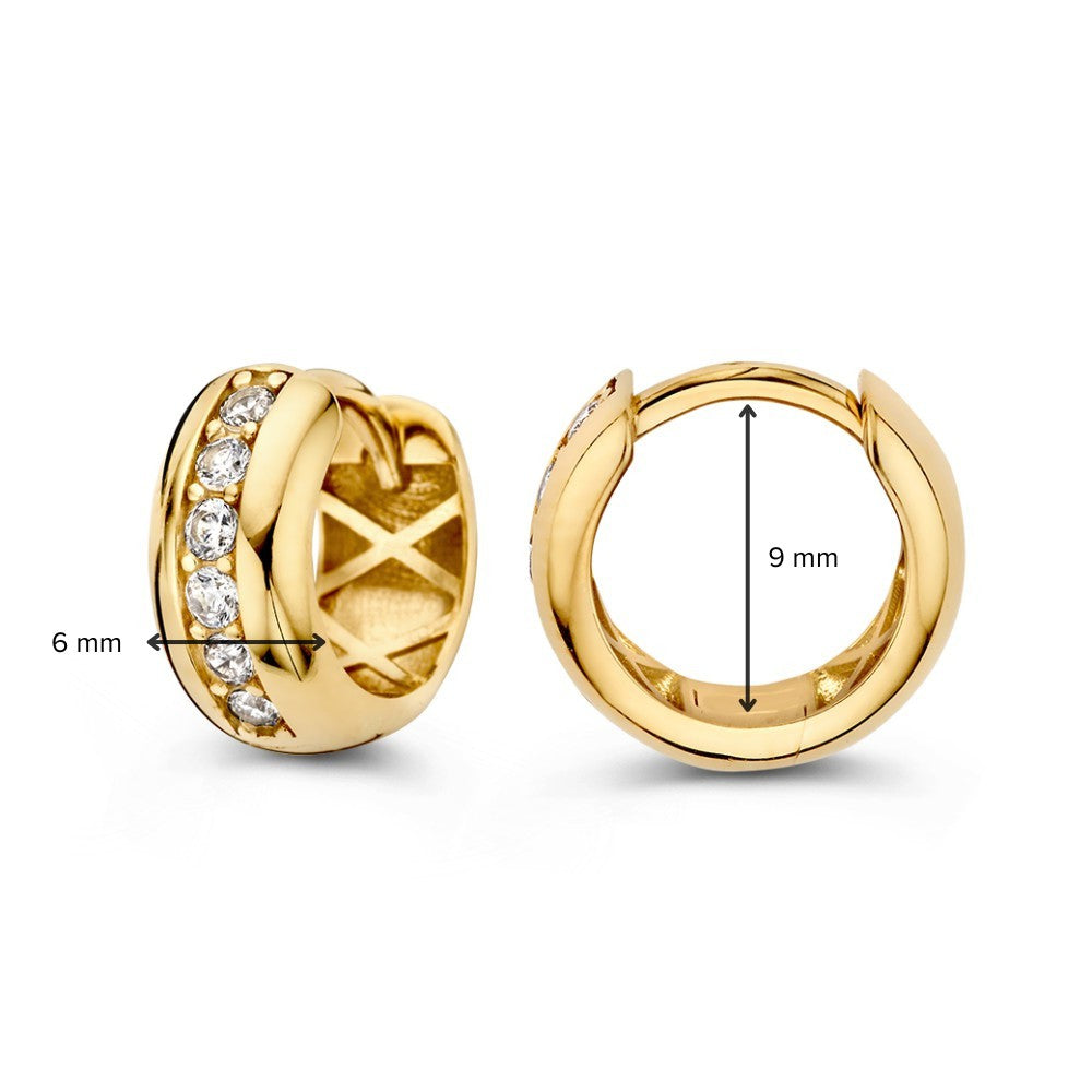 Aros de oro amarillo con brillantes circonitas