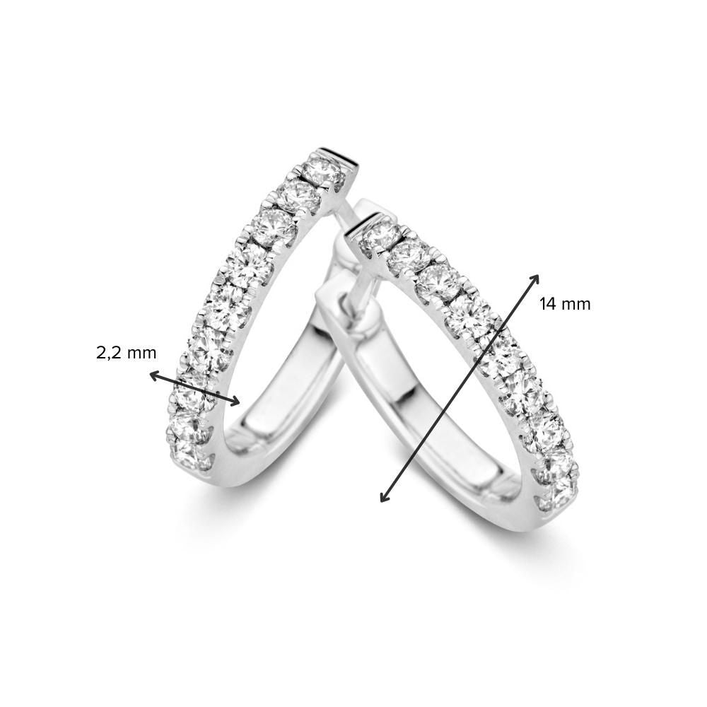 Aros de oro blanco con 16 diamantes brillantes – 14 quilates, 0.48 crt 0,48 crt.