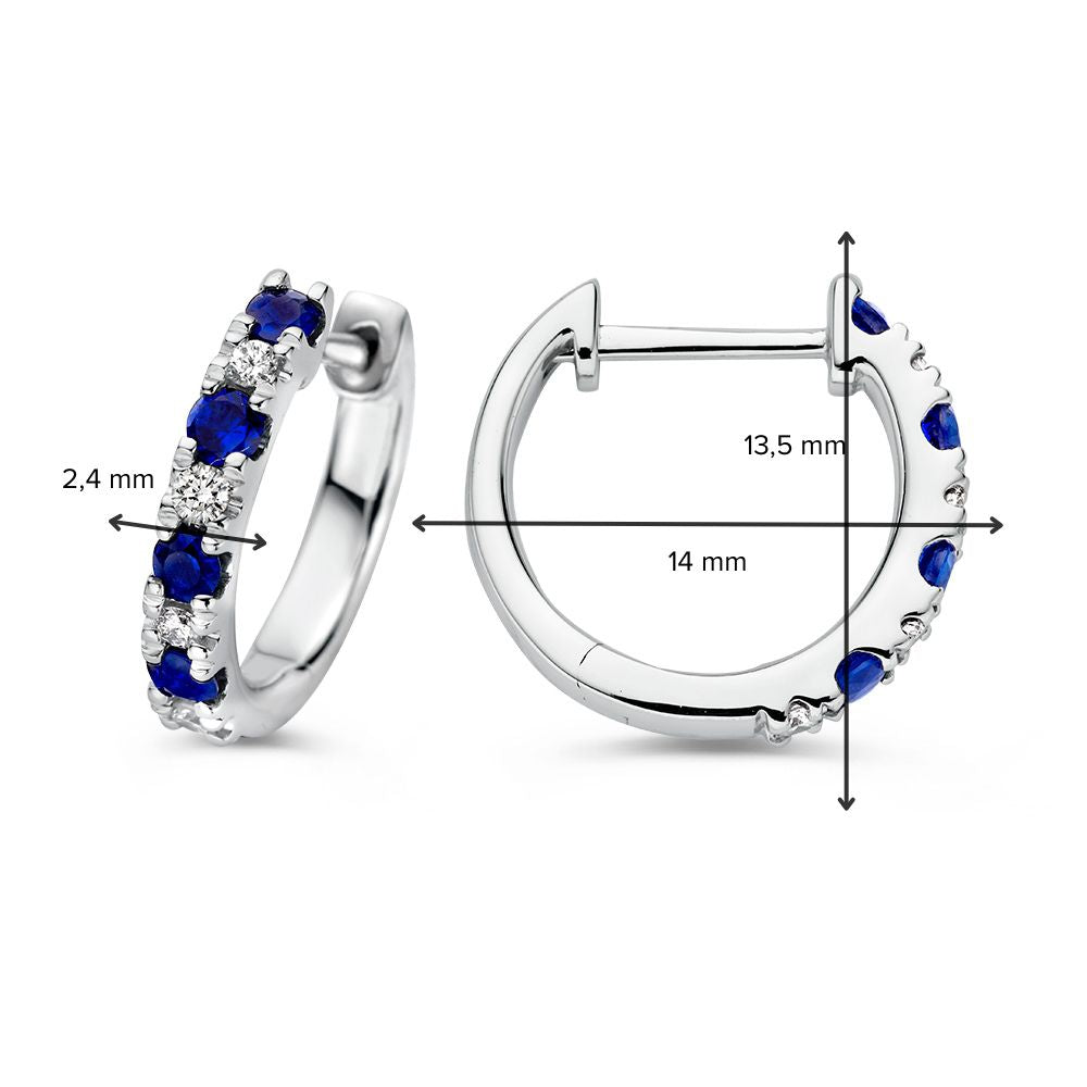 Espléndidos aros de oro blanco con diamante y zafiro azul – 0,40 crt de zafiro y 0,10 crt de diamante