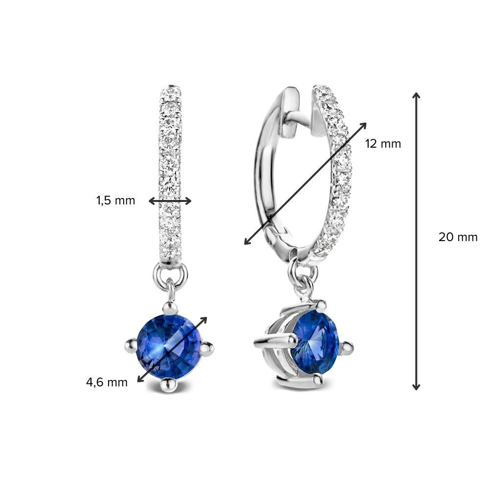 Aros de oro blanco de 18kt con zafiros azules y diamantes – Van der Kooij Luxe