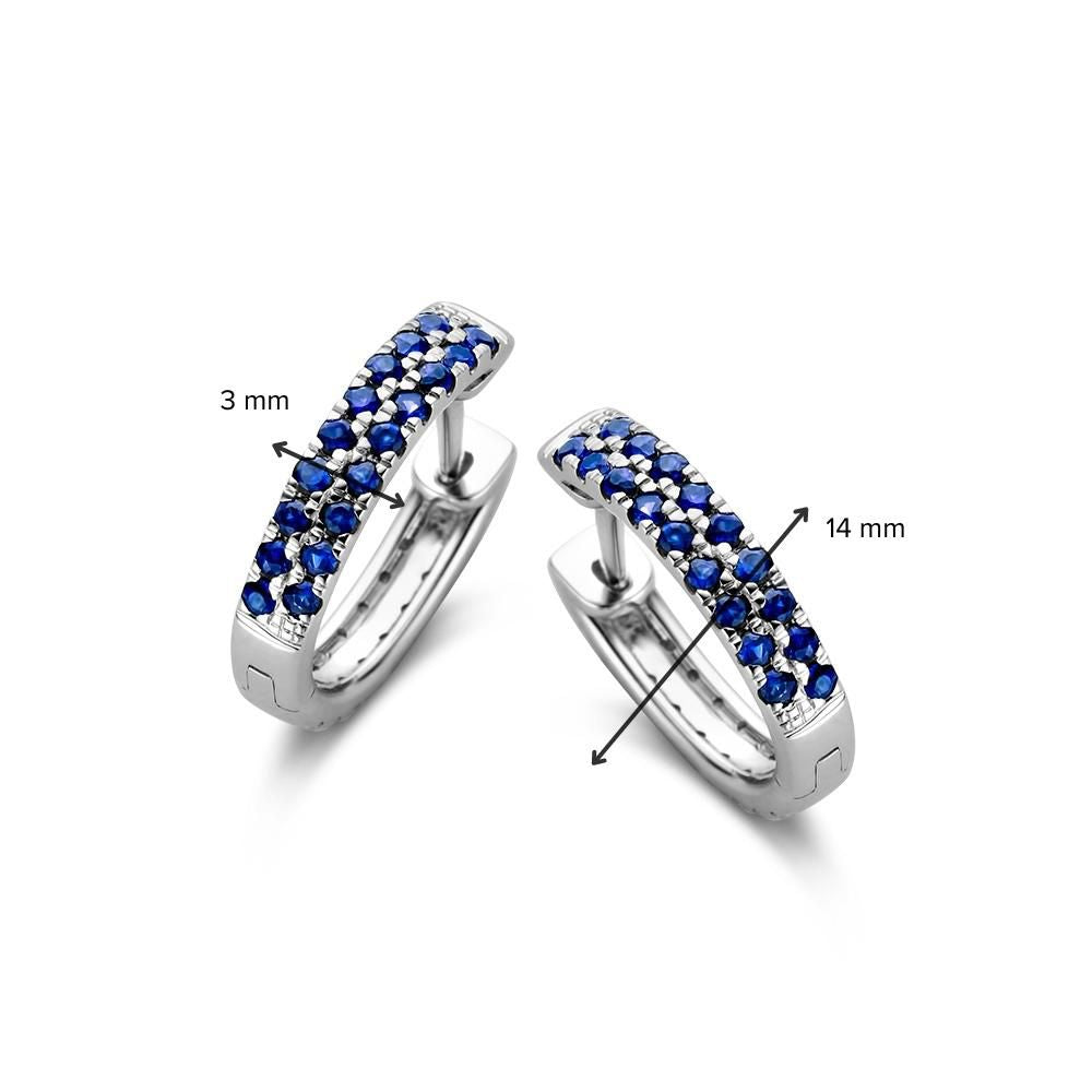 Aros de oro blanco con zafiro azul y diamante – 2 formas de llevar, 0,40 crt diamante