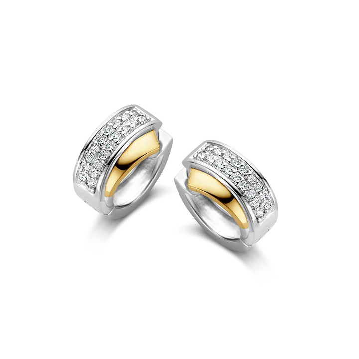 Elegante Zilver-Gouden Oorringen met Zirkonia's