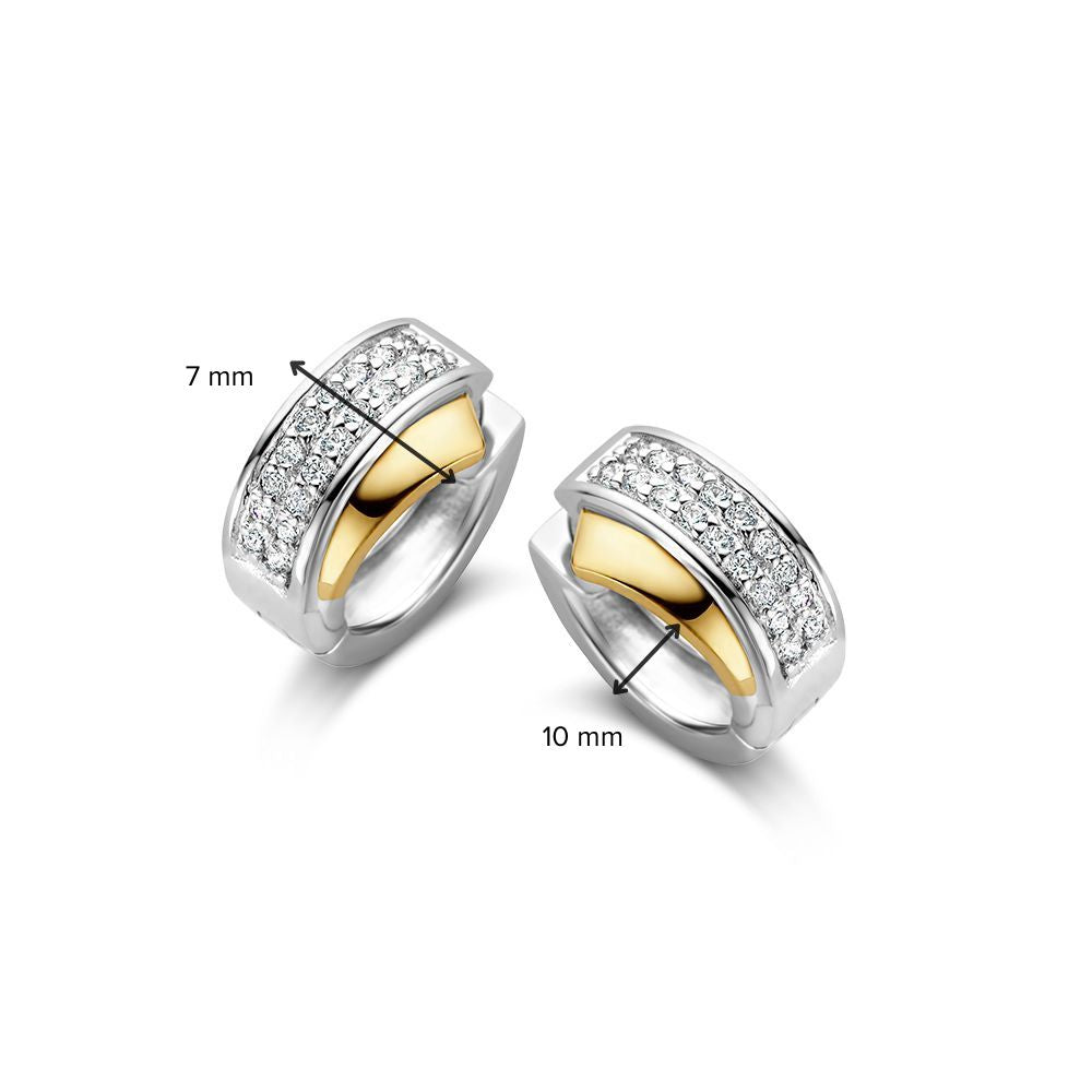 Elegantes Aros de Plata y Oro con Circonitas