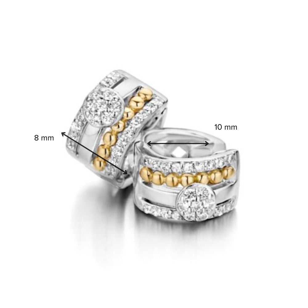 Aros de plata con creoles de oro de 14 quilates y circonitas – Elegancia en un set