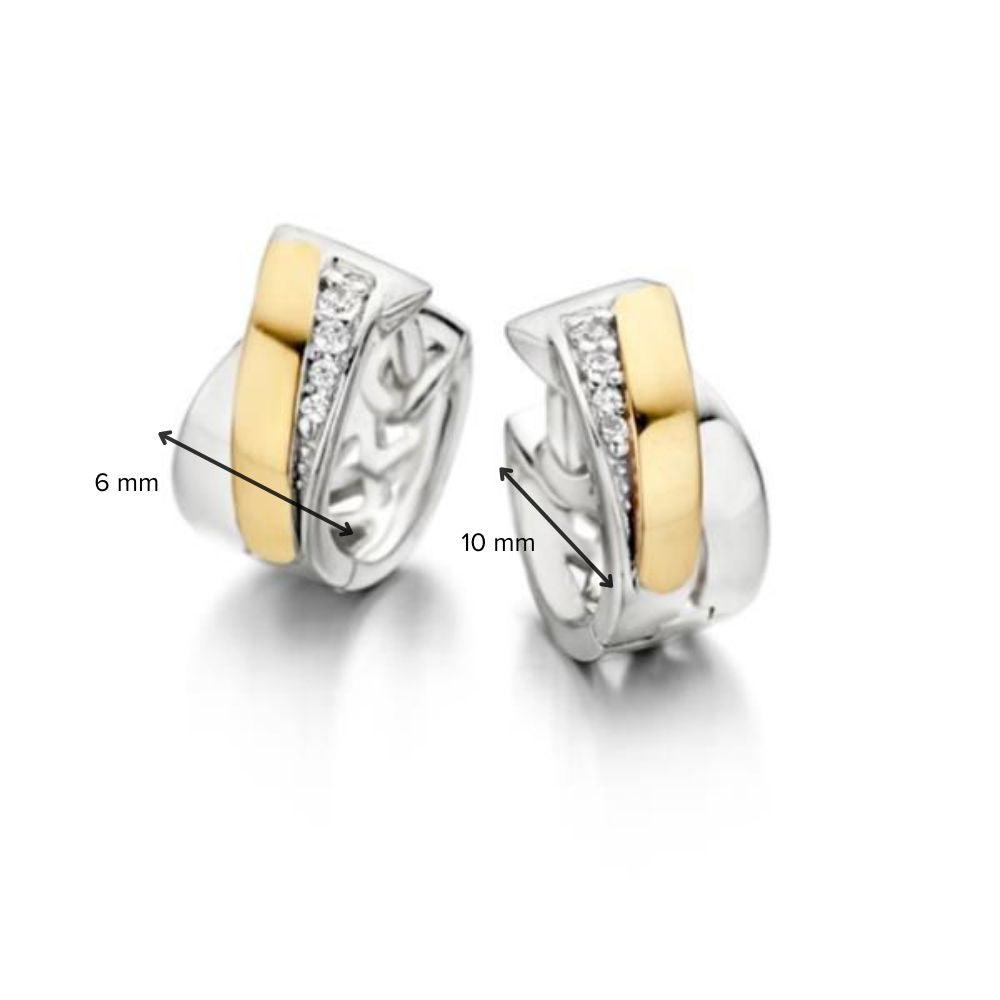 Aros de plata con oro y circonitas – Glamour sutil