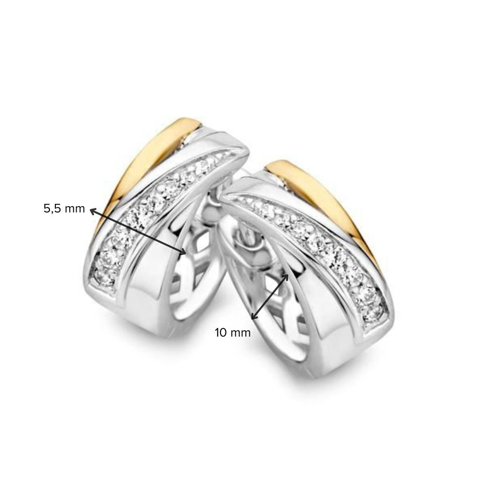 Elegantes Aros de Plata y Oro con Circonitas
