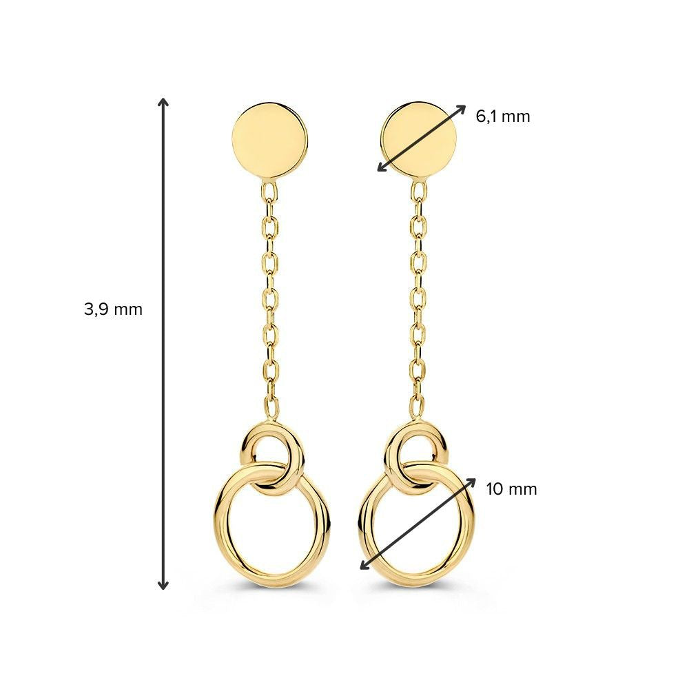 Pendientes de oro amarillo con elementos de oro colgantes – lujo de 14 quilates para de mujer