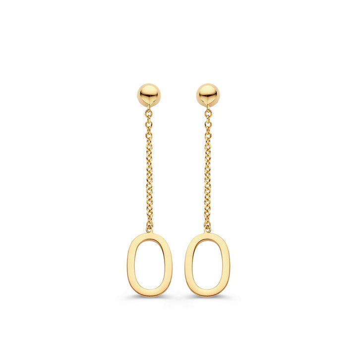 Lange Geelgouden Oorhangers – 14 Karaat Goud, Elegant & Tijdloos