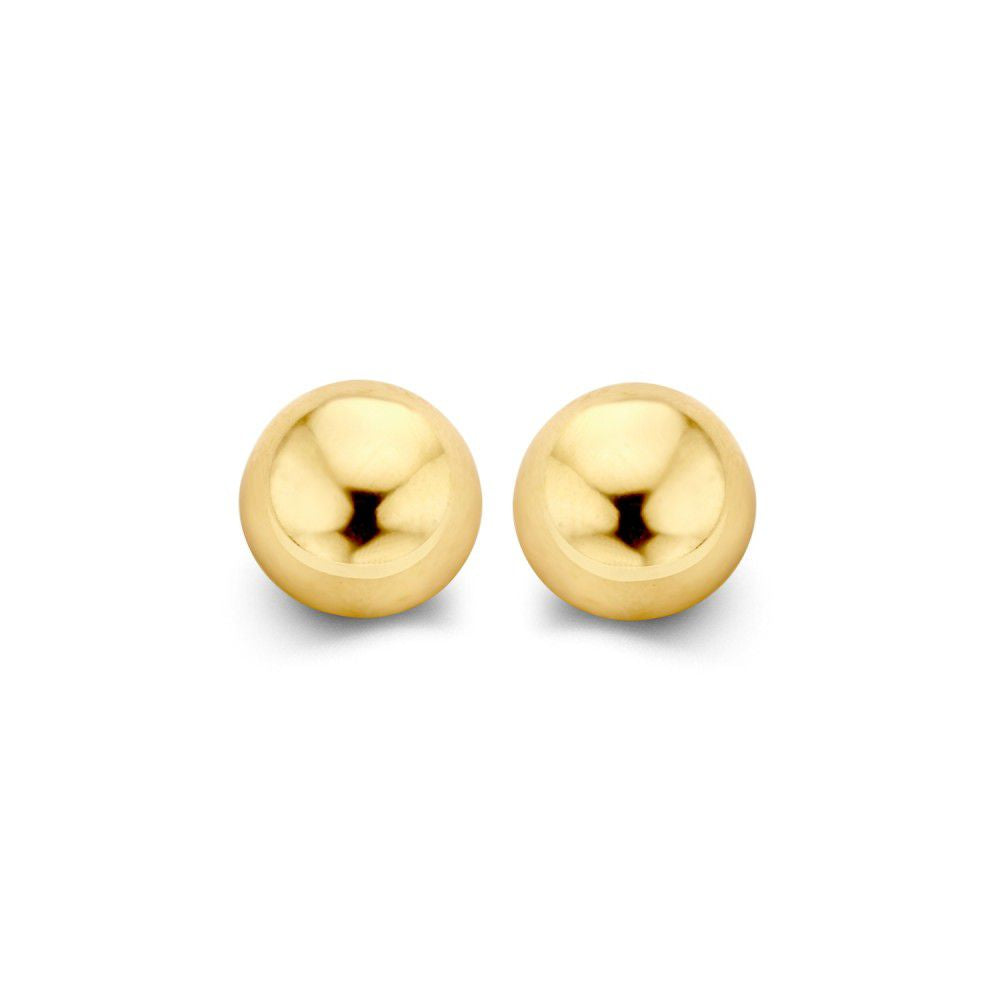 Pendientes de oro amarillo de 14K con diseño minimalista y diámetro de 6 mm.