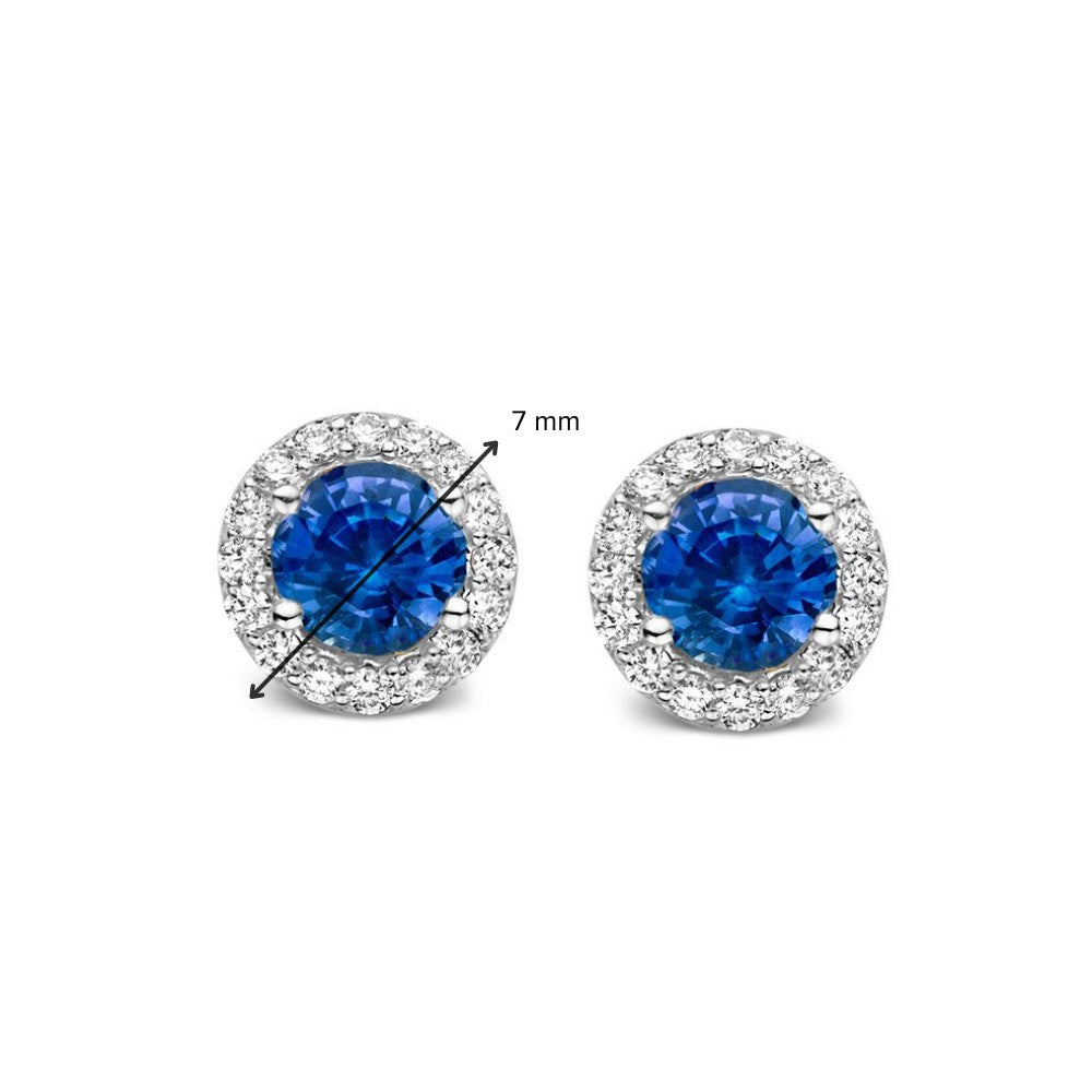 Anillo de oro blanco de 18kt con zafiro azul y diamante – Van der Kooij Joyería de Lujo