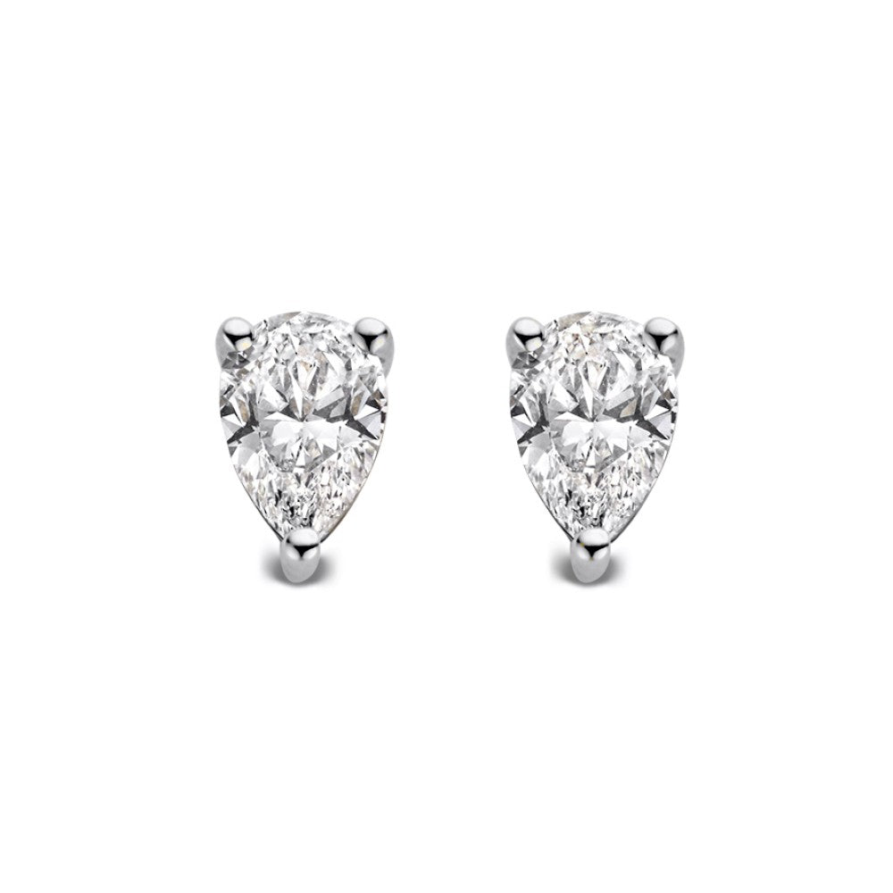 Pendientes de oro blanco con diamantes en forma de pera de 0,50 crt.