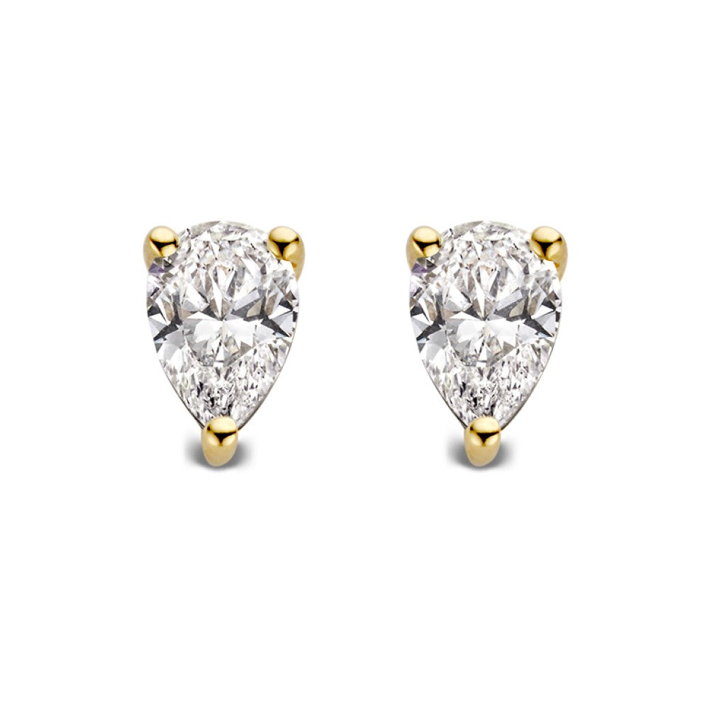 Pendientes de oro amarillo con diamantes en forma de pera de 1,00 crt.