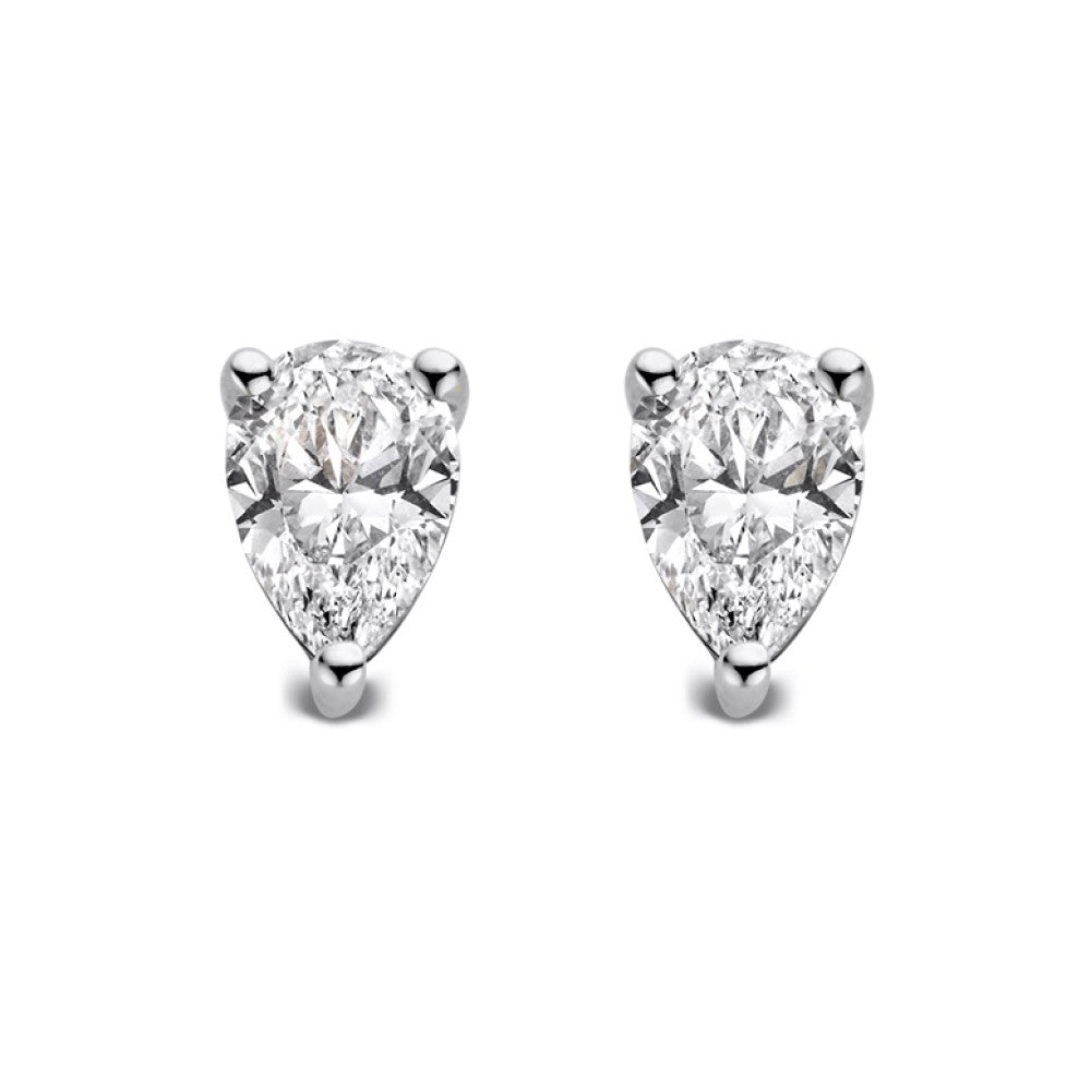 Pendientes de oro blanco con diamantes en forma de pera de 1,00 crt.