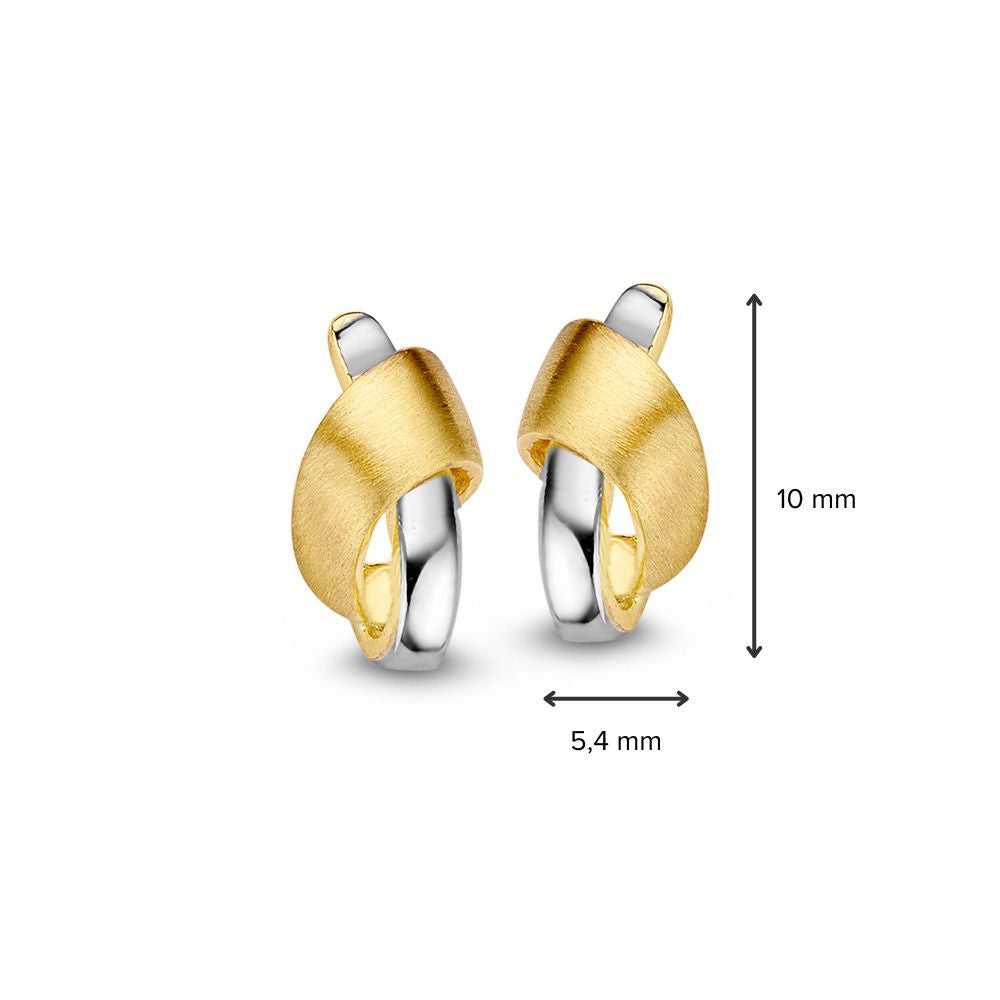 Pendientes de botón bicolor de oro para de mujer – Pendientes de botón de oro amarillo/blanco de 14 quilates