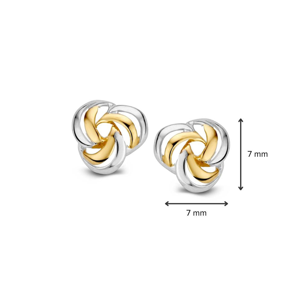 Pendientes bicolor de oro de 14 quilates de mujer – 7,2 mm, sutil y elegante