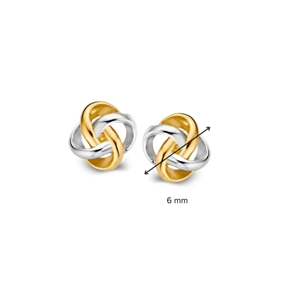 Pendientes Bicolor de Oro de 14 Quilates para de Mujer – 6 mm, Elegancia Atemporal en Oro Amarillo y Oro Blanco
