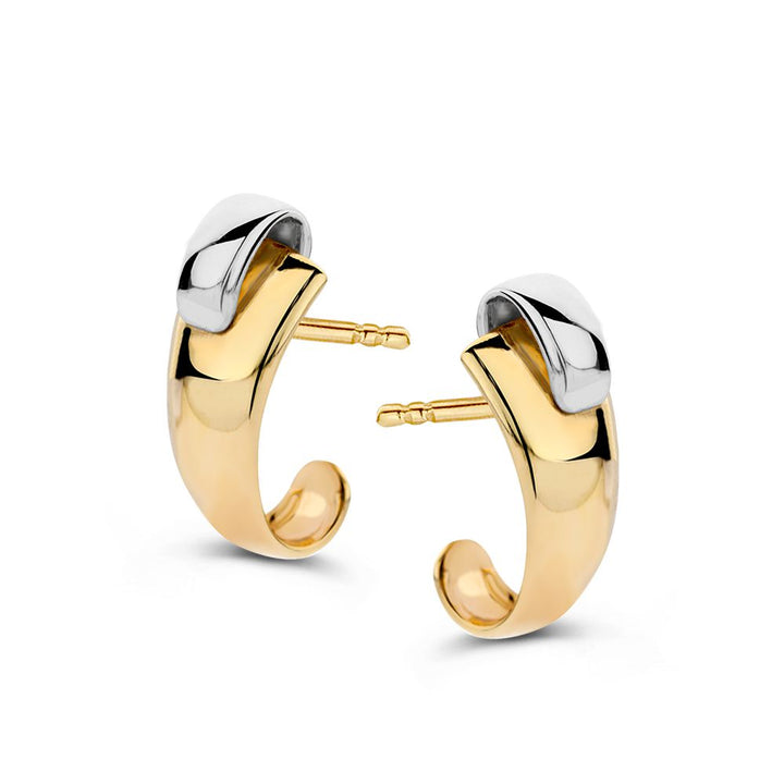 14 Karaat Bicolor Gouden Oorstekers voor Dames – Geel/Wit Gouden Oorstekers