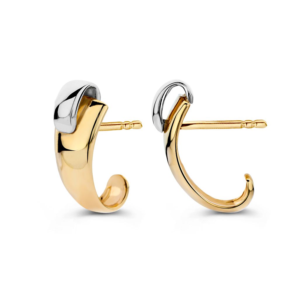 Pendientes de oro bicolor de 14 quilates para de mujer – Pendientes de oro amarillo/blanco