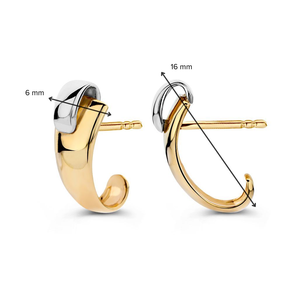 Pendientes de oro bicolor de 14 quilates para de mujer – Pendientes de oro amarillo/blanco