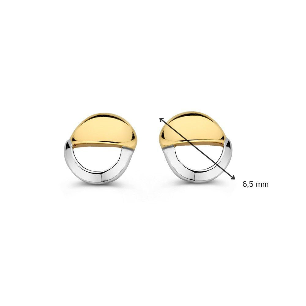 Pendientes de oro bicolor de 14 quilates para de mujer – Pendientes de oro amarillo/blanco