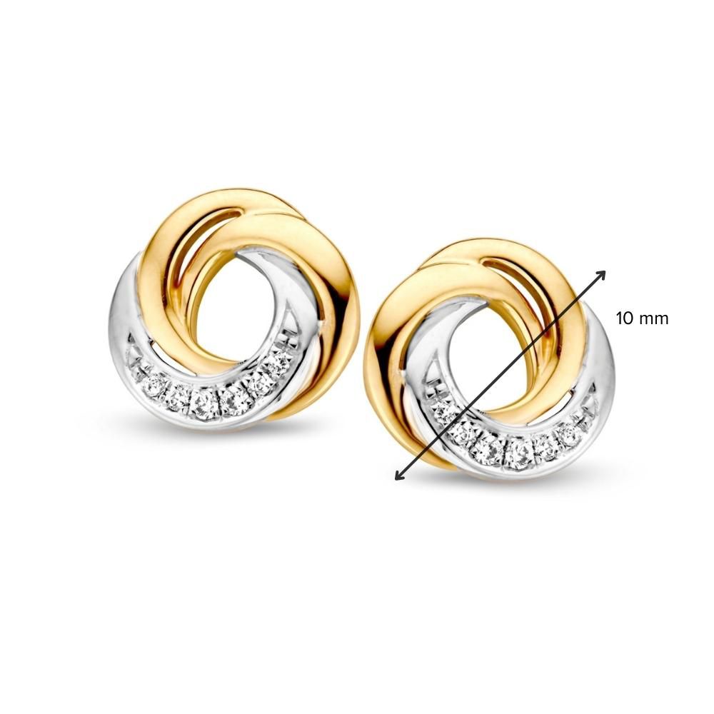 Anillo de oro amarillo y oro blanco con diamante brillante – 14 quilates, 0.06 quilates en total – Envío gratis