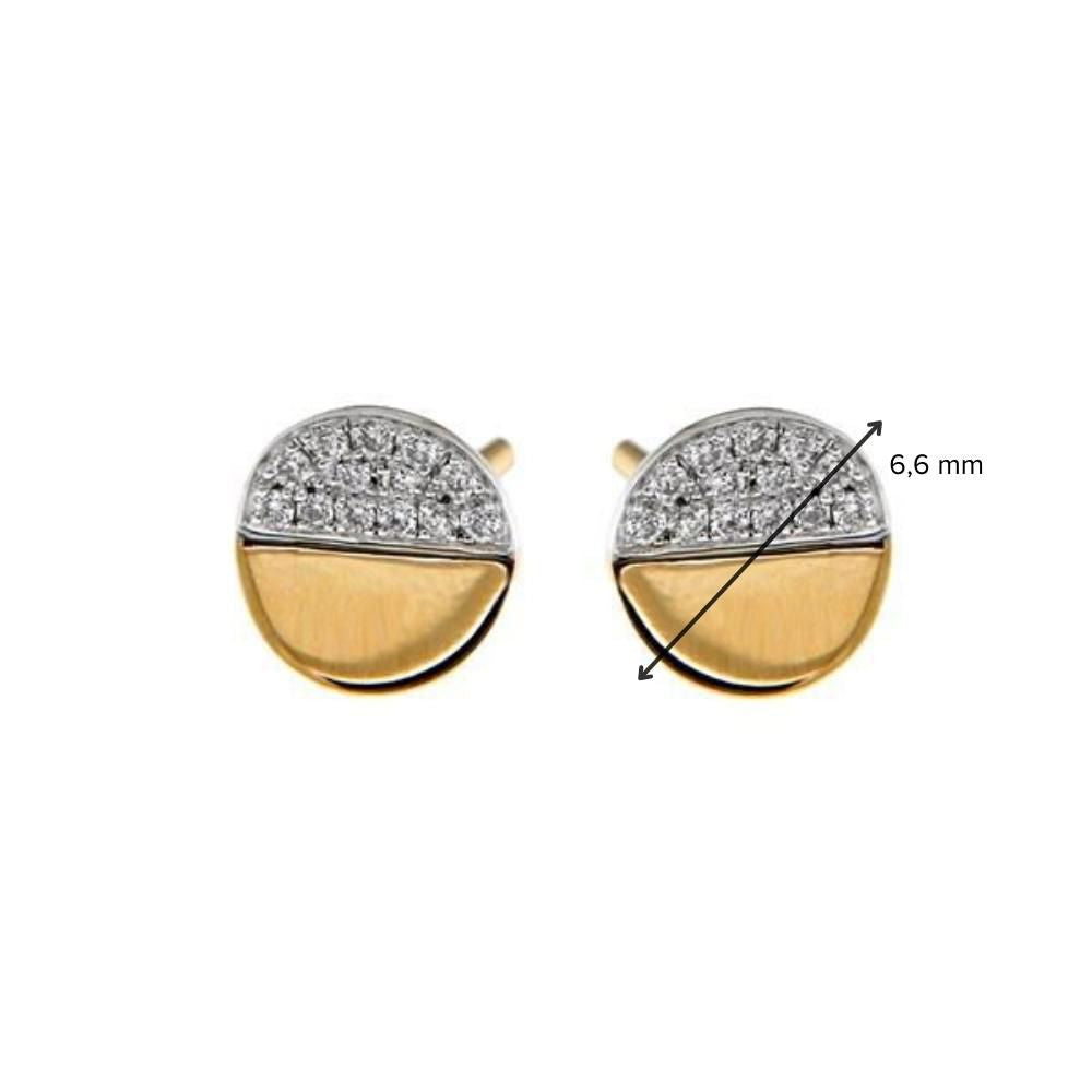 Pendientes de oro bicolor de 14 quilates con brillante para de mujer – Pendientes de oro amarillo/blanco