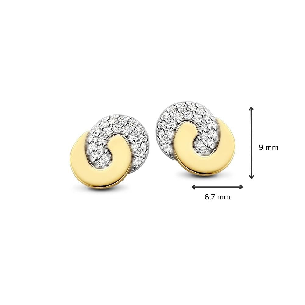 Pendientes de oro bicolor de 14 quilates para de mujer – Pendientes de oro amarillo/blanco con diamante