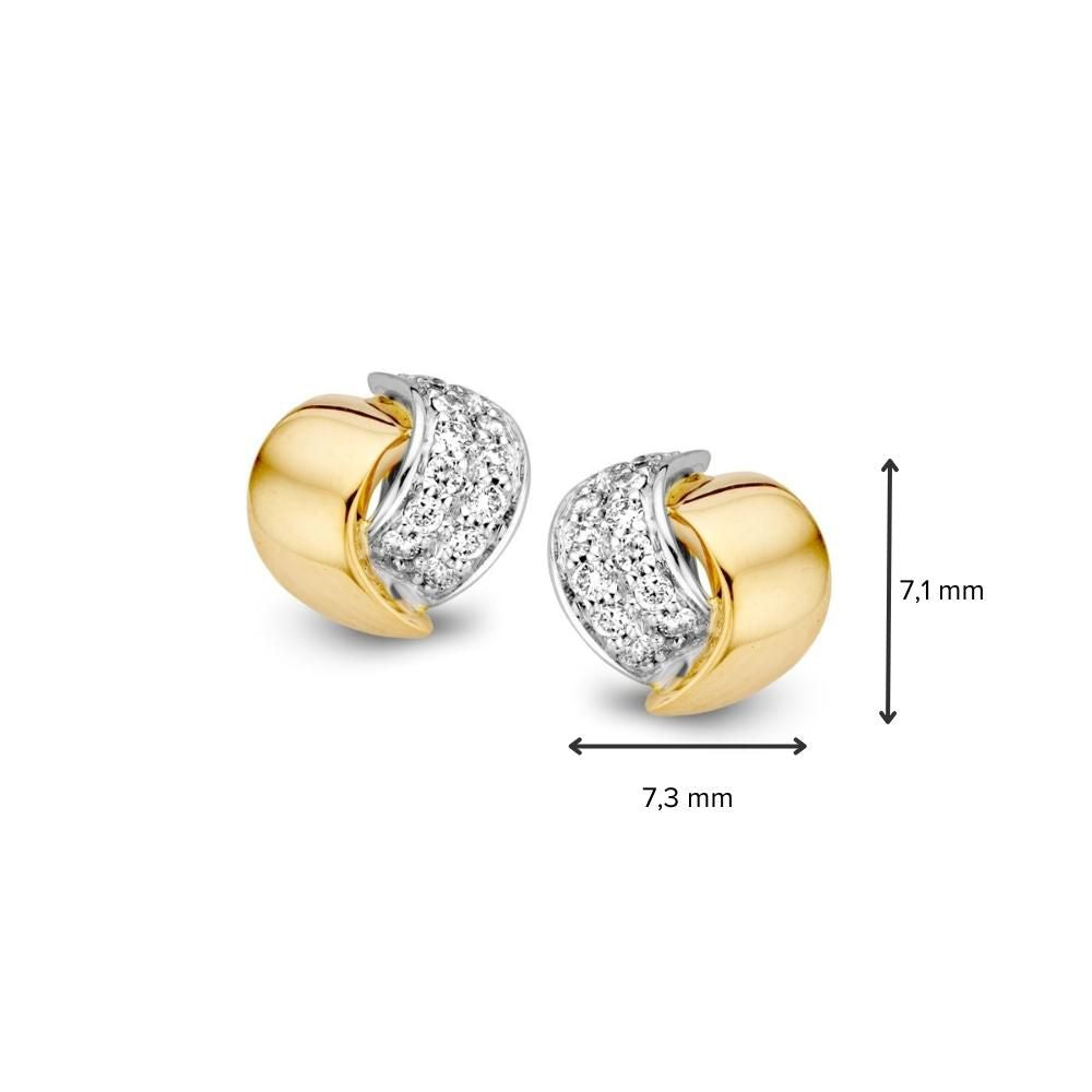 Pendientes de oro bicolor de 14 quilates para de mujer – Pendientes de oro amarillo/blanco con diamante (0.12 crt)