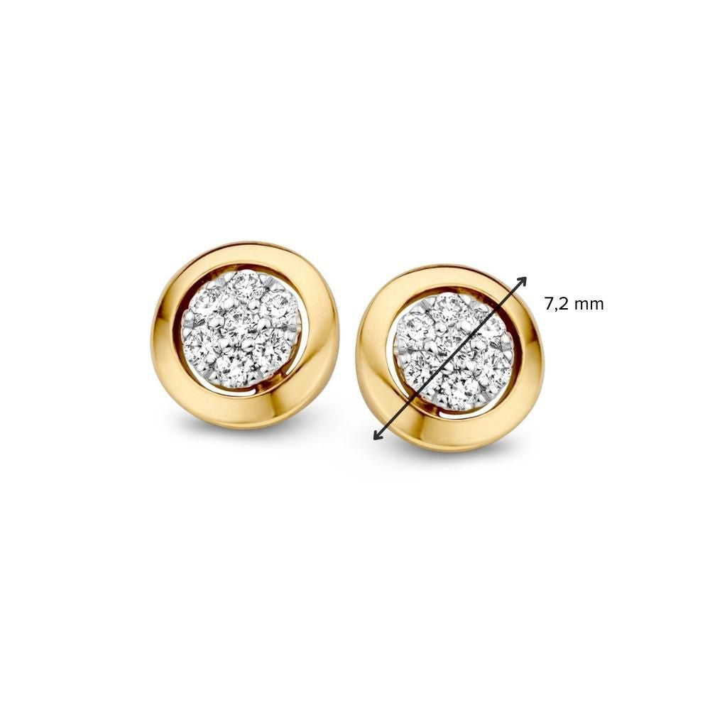 Pendientes de oro bicolor de 14 quilates con diamante - 0,14 crt brillante