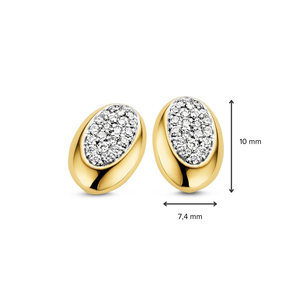 Pendientes de oro bicolor de 14 quilates con brillante - 0,02 crt diamante